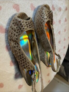 Sparkling Gold Girls' Dress Slingback Flats